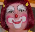 Burgundy Red, the Clown, auguste clown make-up